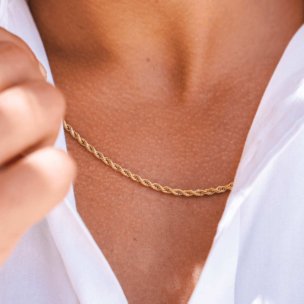 Colar de Corrente de Corda - Ouro 18K